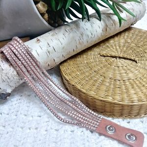 BRACELET Leather Dusty Rose Jeweled